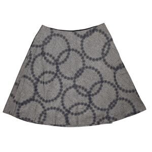 BODEN‎ $148 Gray Wool Blend A-line Skirt Circle Geo Embroidered Size 10L
